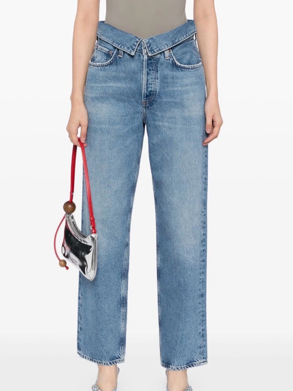 Agolde Echo Foldover Waist Tapered Straight Leg Jeans